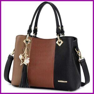 Women's Satchel Handbag with Multiple Internal Pockets, Tote Size